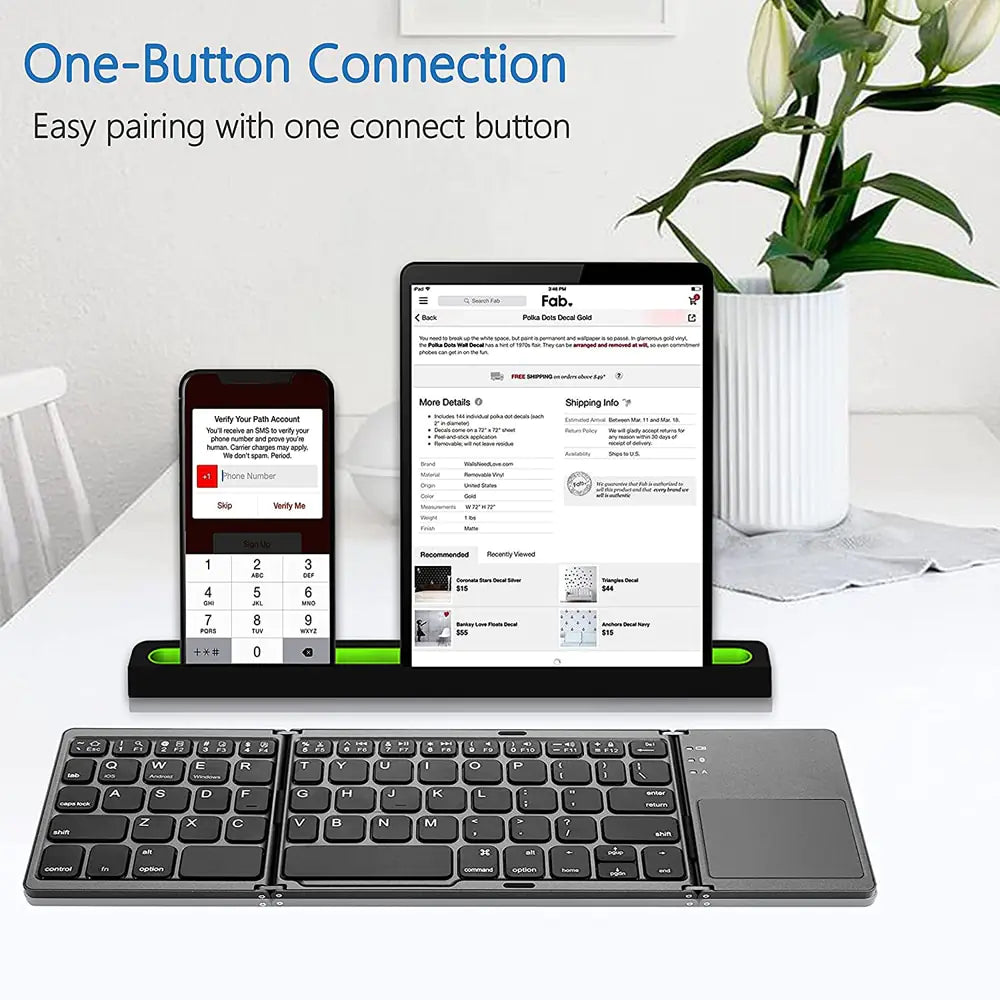 Portable Mini Three-Fold Bluetooth Keyboard - TechNova Innovate