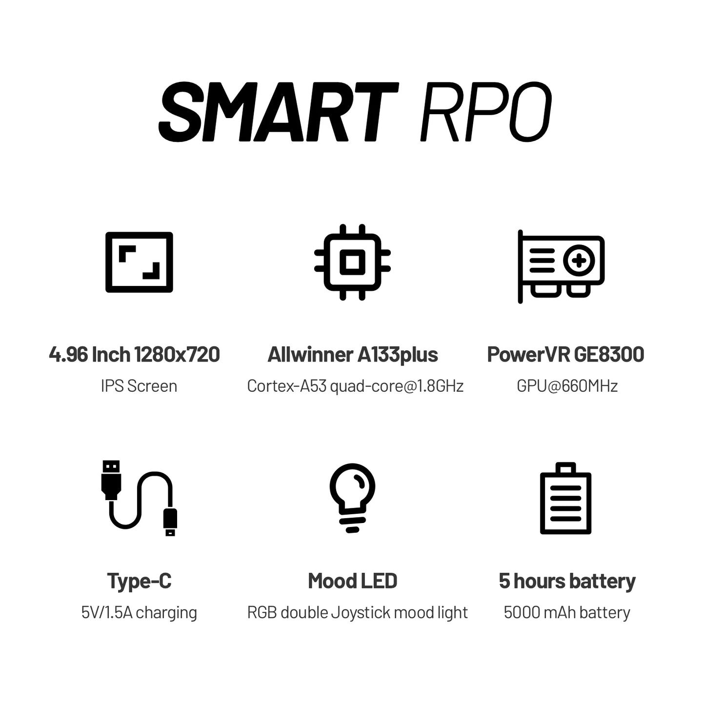 Trimui Smart Pro Handheld Console with 4.96'' IPS Screen and RGB Lighting - TechNova Innovate