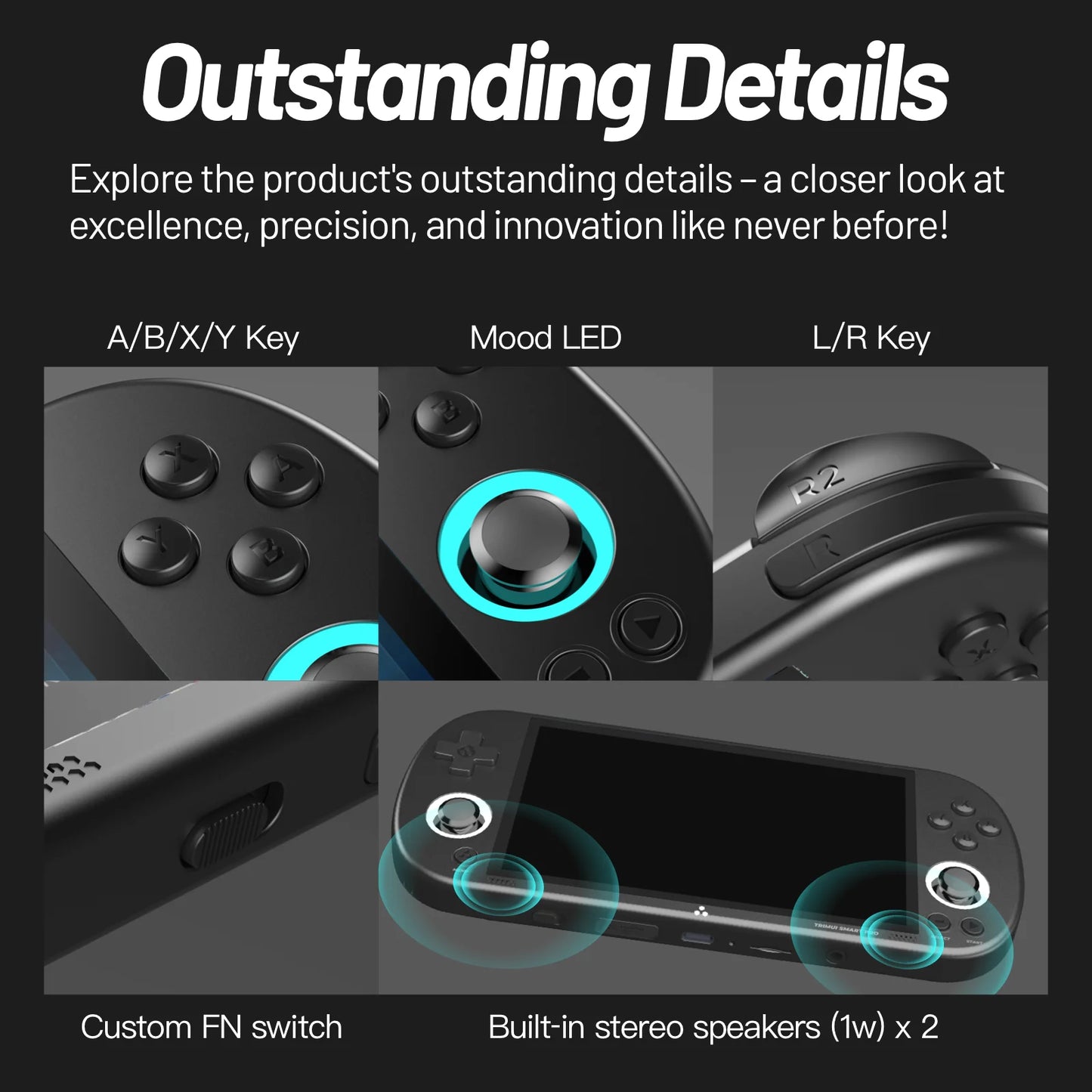 Trimui Smart Pro Handheld Console with 4.96'' IPS Screen and RGB Lighting - TechNova Innovate