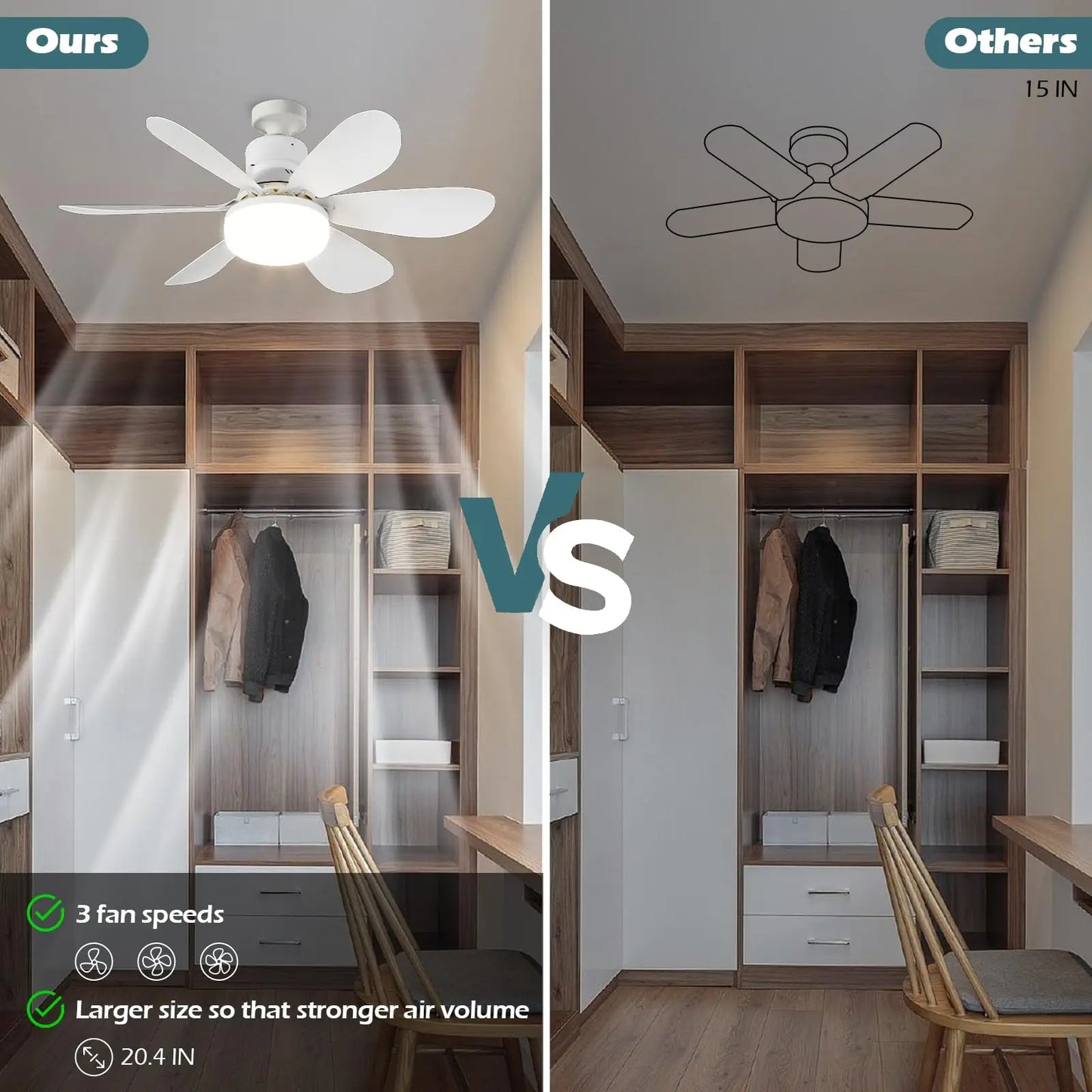 40W LED Ceiling Fan Light with Remote, E27, 85-265V - TechNova Innovate