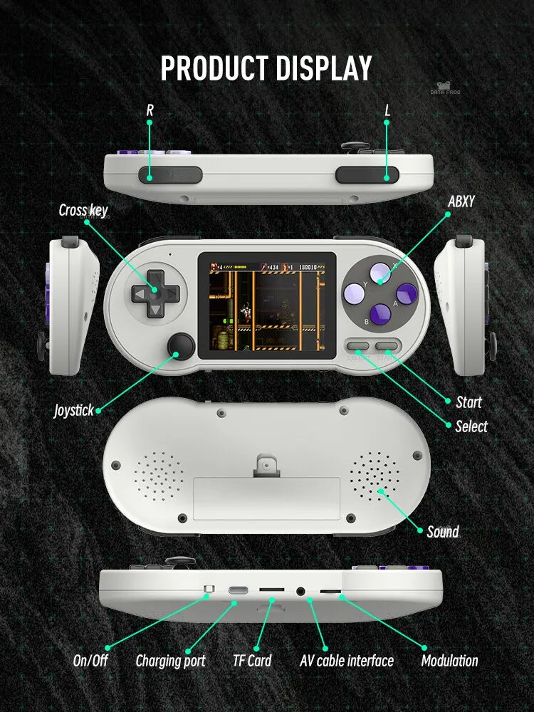 DATA FROG SF2000 Handheld Console with 3 Inch IPS Screen and 6000 Built-in Retro Games for Kids - TechNova Innovate
