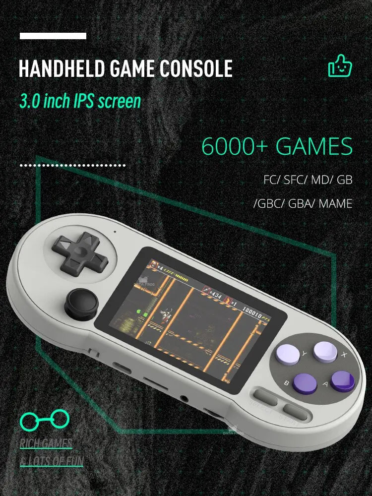 DATA FROG SF2000 Handheld Console with 3 Inch IPS Screen and 6000 Built-in Retro Games for Kids - TechNova Innovate
