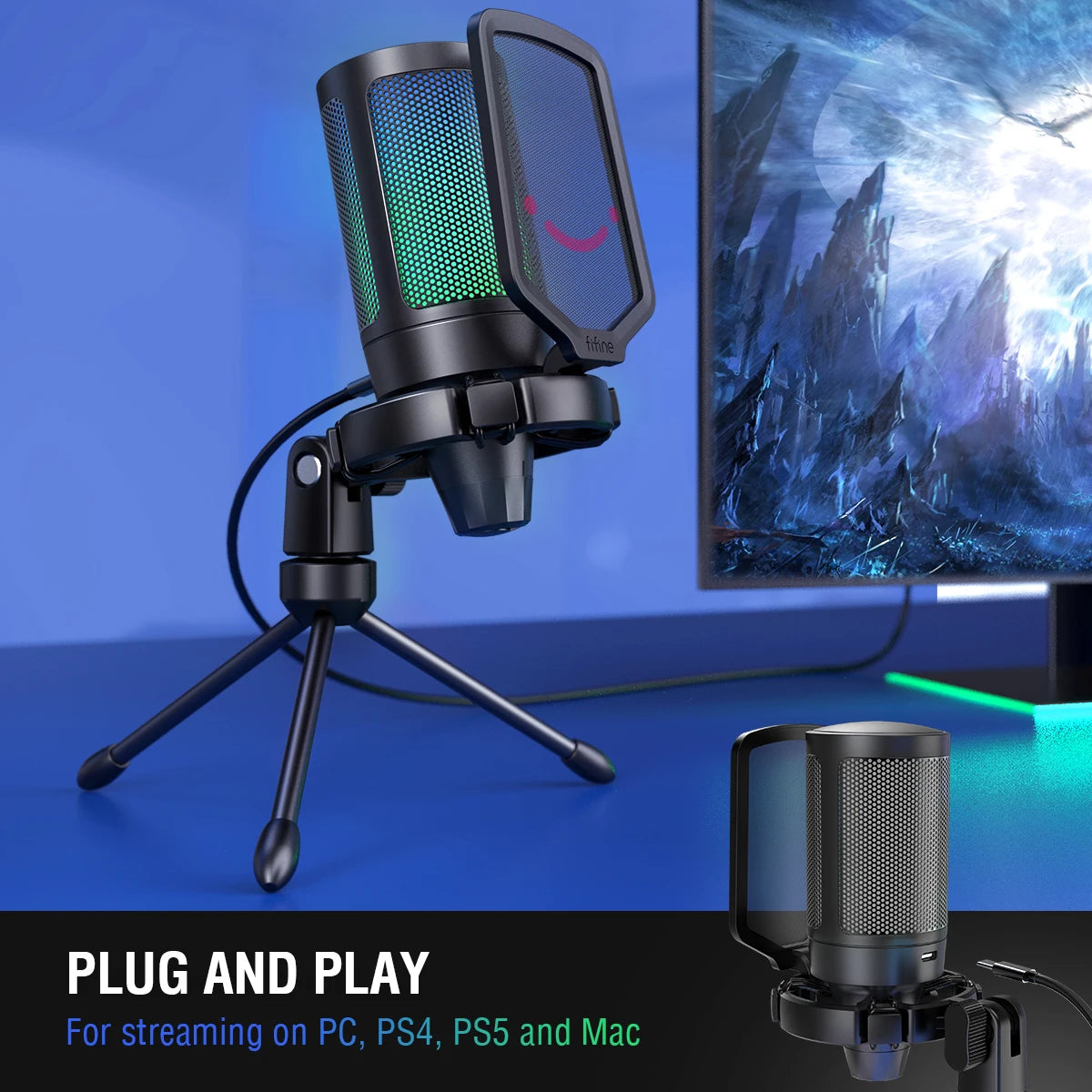 FIFINE USB Gaming Microphone with RGB for PC/PS4/PS5/MAC - TechNova Innovate
