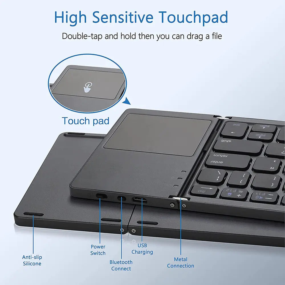 Portable Mini Three-Fold Bluetooth Keyboard - TechNova Innovate