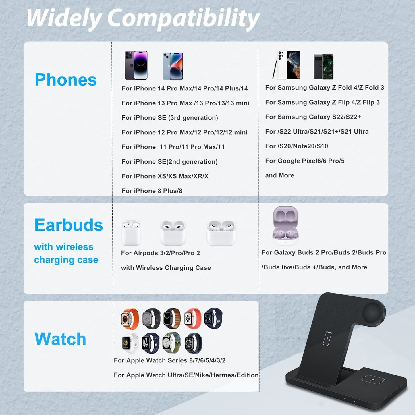 3in1 Wireless Fast Charger Dock Station - TechNova Innovate