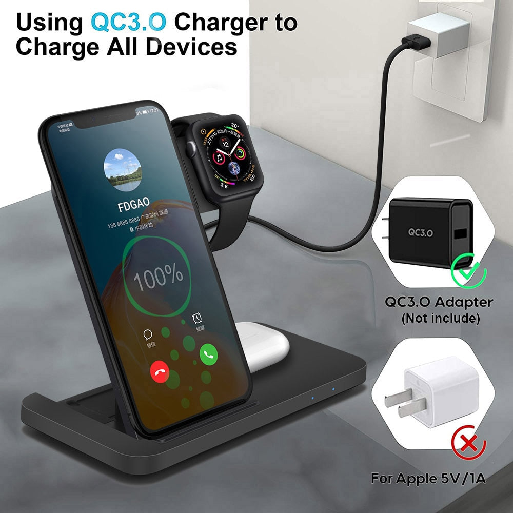 3in1 Wireless Fast Charger Dock Station - TechNova Innovate